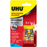 UHU sekundenkleber blitzschnell minis GEL, 3 tuben  1 g