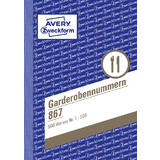 AVERY zweckform Formularbuch "Garderobennummern", 1-500, A6