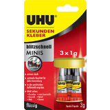 UHU sekundenkleber blitzschnell MINIS, 3 tuben  1 g