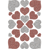 HERMA sticker MAGIC "Herzen rot & silber", Glittery