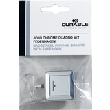 DURABLE ausweishalter CHROME QUADRO, mit Federhaken,  silber