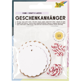 folia Geschenkanhnger rund, natur & wei, inkl. Schnur