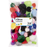 folia Pompons, 100 Stck, Gren und Farben sortiert