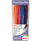 PentelArts faserschreiber Brush sign Pen, 4er Etui, Colour