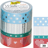 folia deko-klebeband Washi-Tape hotfoil Silber III, 4er Set