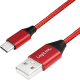 LogiLink usb 2.0 Kabel, usb-a - usb-c Stecker, 0,3 m, rot