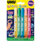 UHU glitzerkleber Glitter glue "GLOW in THE DARK", 5 x 10 ml