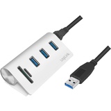 LogiLink usb 3.0 hub + mit Kartenleser, 3-Port, silber