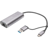 DIGITUS usb Type-C gigabit Ethernet Adapter, usb-c + usb A