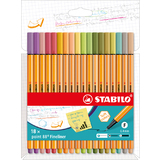 STABILO fineliner point 88, 18er kartonetui neue Farben