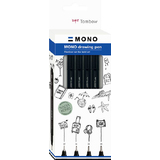 Tombow fineliner MONO drawing pen "Fine Set", 4er Set