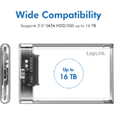 LogiLink 2,5" sata Festplatten-Gehuse, usb 3.0, transparent