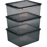 keeeper aufbewahrungsboxen-set "bea", 3x 18 L, crystal-grey