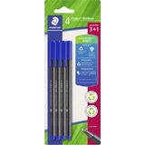 STAEDTLER fineliner triplus, blau, 4er blister (3+1 gratis)