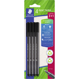 STAEDTLER fineliner triplus, schwarz, 4er Blister