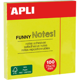 APLI haftnotizen "FUNNY Notes!", 75 x 75 mm, neongelb