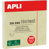 APLI haftnotizen "ZIG zag Notes!", 75 x 75 mm, gelb