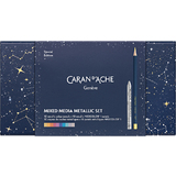 CARAN D'ACHE mixed Media metallic Set cosmic BLUE, 20er Set