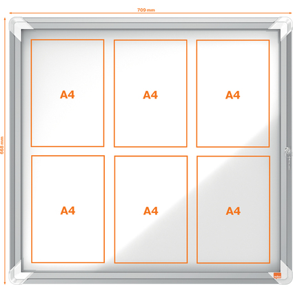 nobo Schaukasten Premium Plus, Metall-Rckwand, 6 x DIN A4