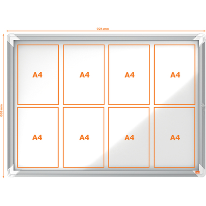 nobo Schaukasten Premium Plus, Metall-Rckwand, 8 x DIN A4