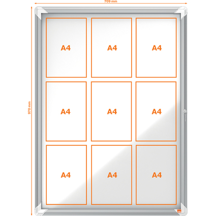 nobo Schaukasten Premium Plus, Metall-Rckwand, 9 x DIN A4