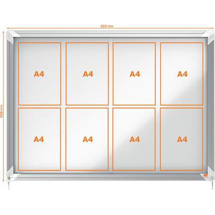 nobo Schaukasten Premium Plus, Metall-Rckwand, 8 x DIN A4