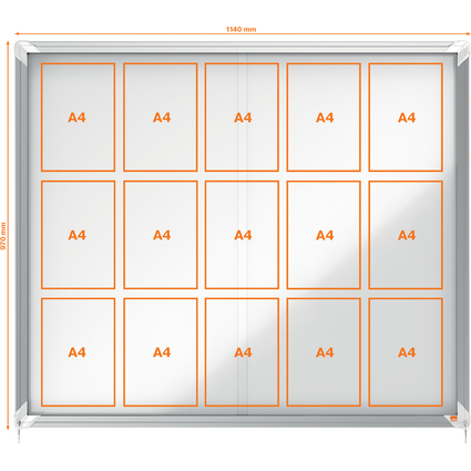 nobo Schaukasten Premium Plus, Metall-Rckwand, 15 x DIN A4