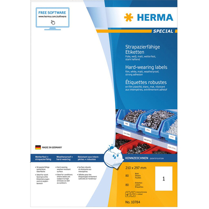 HERMA Wetterfeste Folien-Etiketten, 210 x 297 mm, wei