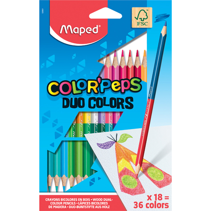 Maped Dreikant-Buntstift COLOR'PEPS DUO, 18er Kartonetui