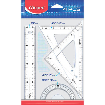 Maped Geometrie-Set Medium Start 242, 4-teilig, transparent