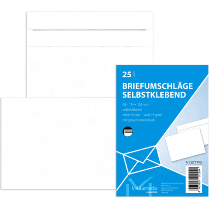 MAILmedia Briefumschlag Offset wei, C6, ohne Fenster