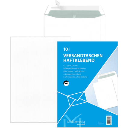 MAILmedia Versandtasche Offset wei, C4, ohne Fenster