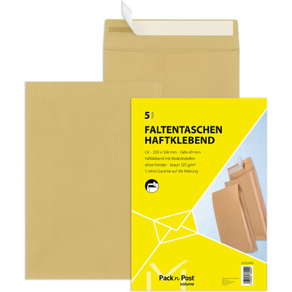 MAILmedia Faltenversandtasche C4, ohne Fenster, braun