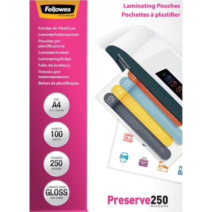 Fellowes Laminierfolientasche, DIN A4, glnzend, 500 mic