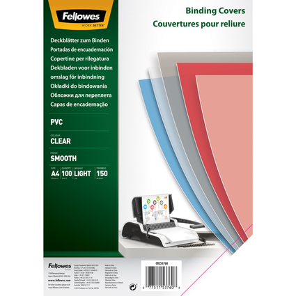 Fellowes Deckblatt, DIN A4, PVC, transparent, 0,15 mm