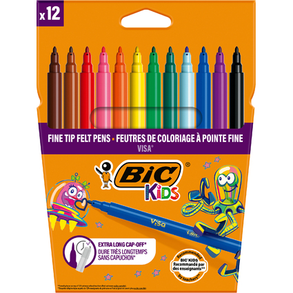 BIC KIDS Fasermaler Visa, 12er Kartonetui