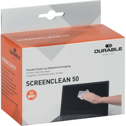 DURABLE Bildschirm-Reinigungstcher SCREENCLEAN 50