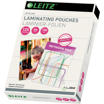 LEITZ Laminierfolientasche, DIN A6, glnzend, 250 mic