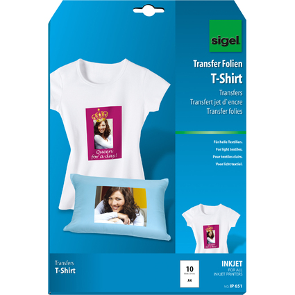 sigel T-Shirt Inkjet-Transfer-Folien, fr helle Textilien