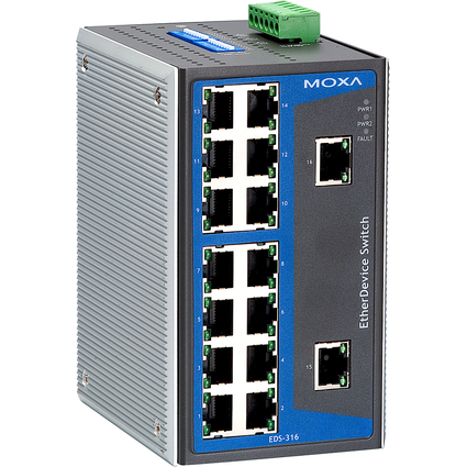 MOXA Unmanaged Industrial Ethernet PoE Switch, 16 Port