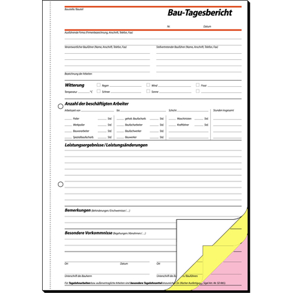 sigel Formularbuch "Bautagebuch", A4, 3 x 40 Blatt, SD