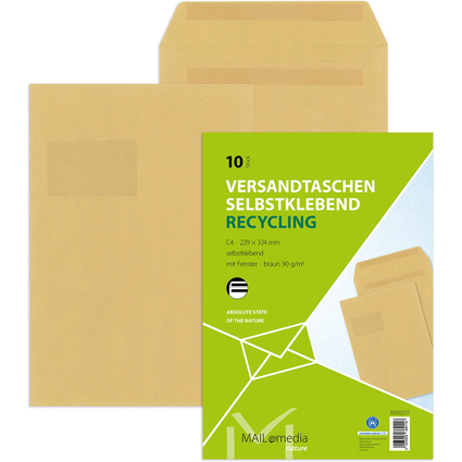 MAILmedia Versandtasche Natron braun, C4, mit Fenster