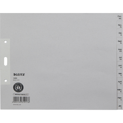 LEITZ Tauenpapier-Register, Monate, A4 berbreite, Dez.-Jan.