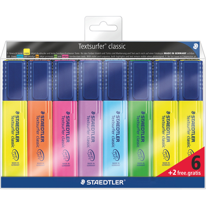 STAEDTLER Textmarker "Textsurfer classic", 6 + 2 gratis