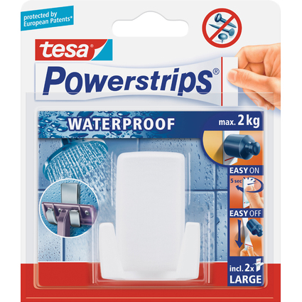 tesa Powerstrips Rasierhalter "WAVE" WATERPROOF, wei