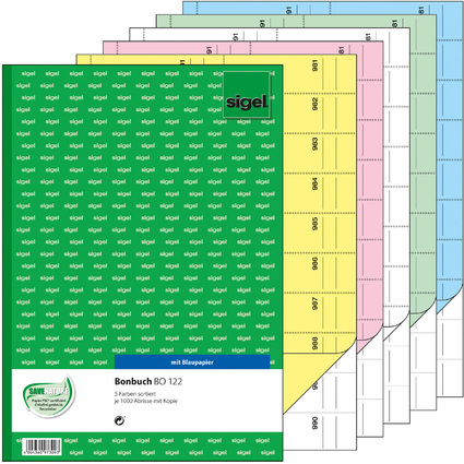 sigel Formularbuch "Bonbuch", A4, 1000 Abrisse, sortiert