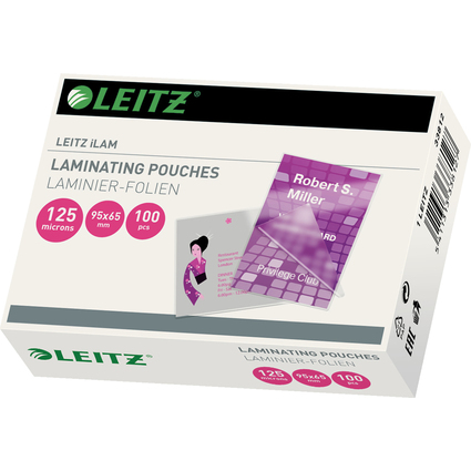 LEITZ Laminierfolientasche, 65 x 95 mm, 250 mic