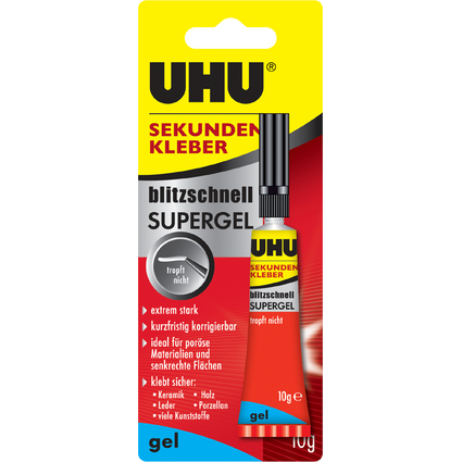 UHU Sekundenkleber blitzschnell SUPERGEL, 10 g in Tube