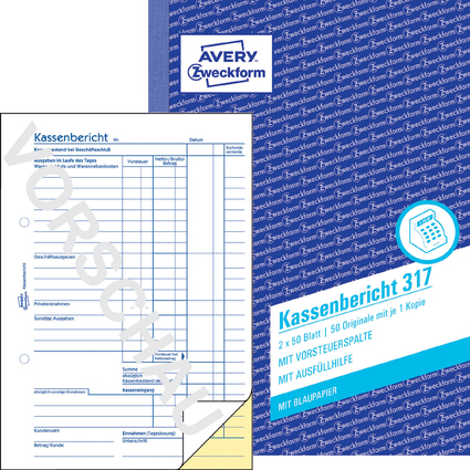 AVERY Zweckform Formularbuch "Kassenbericht", A5