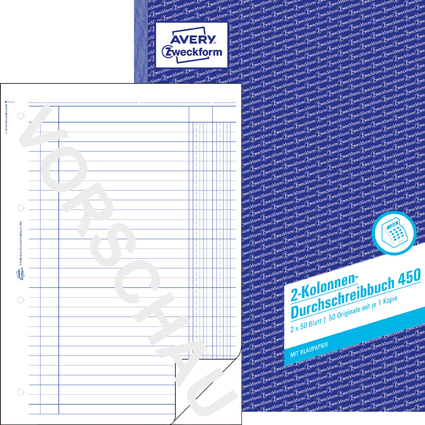 AVERY Zweckform Formularbuch "2 Kolonnen-Durchschreibbuch"